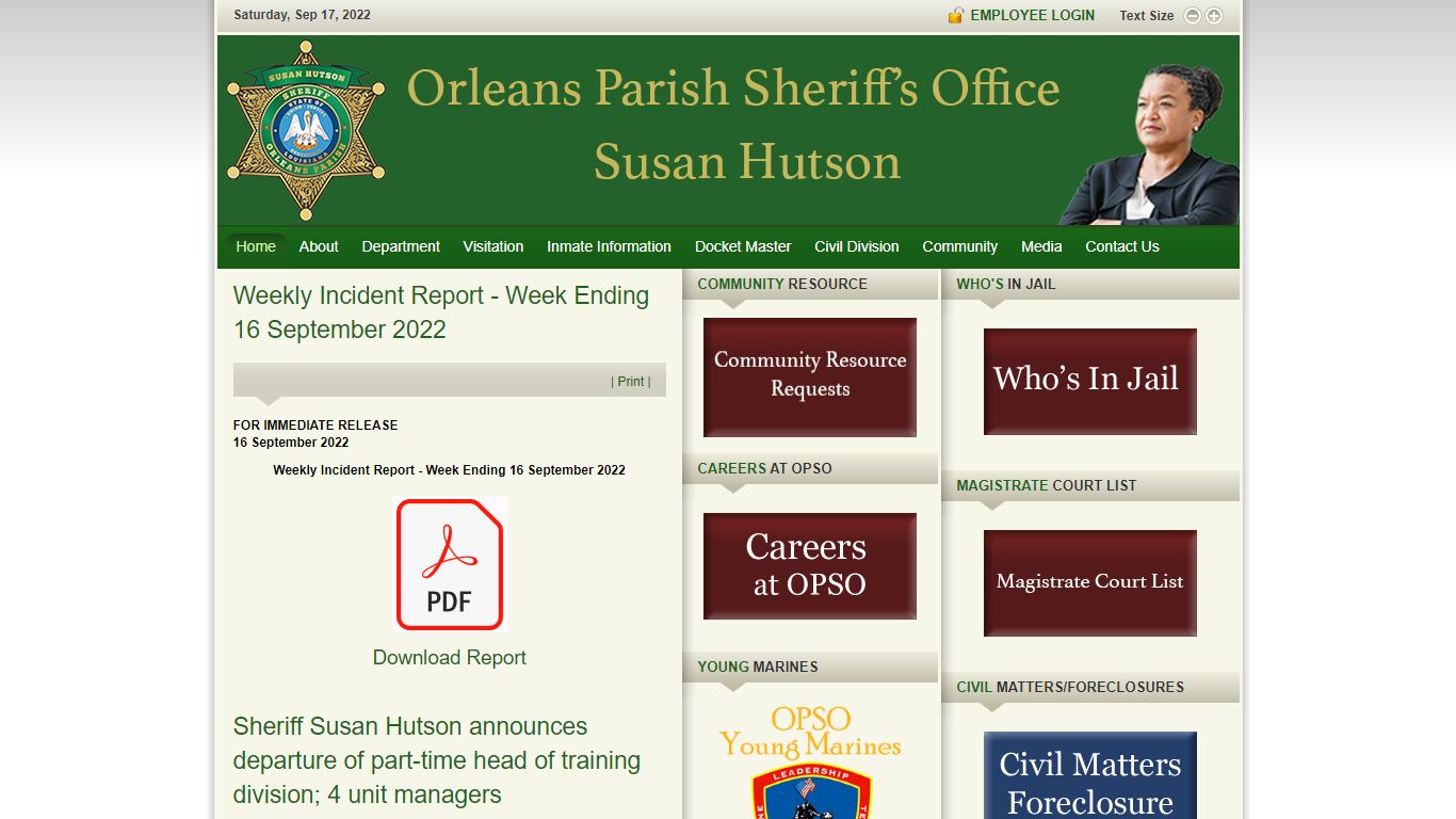 Welcome to Orleans Parish Sheriff's Office | Sheriff Susan Hutson