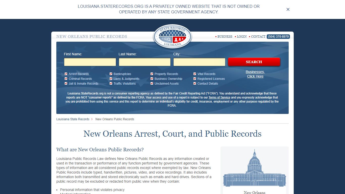 New Orleans Arrest and Public Records - StateRecords.org